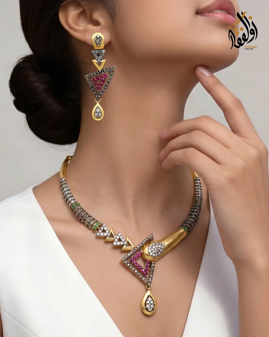 Bridal necklace set by Zulfiqar Jewellers